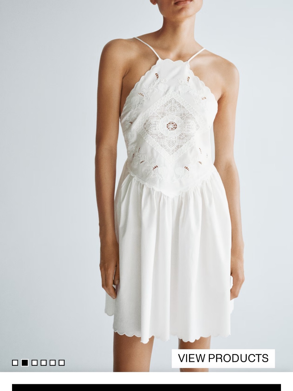 H&M FLARED-SKIRT DRESS WITH EYELET EMBROIDERY